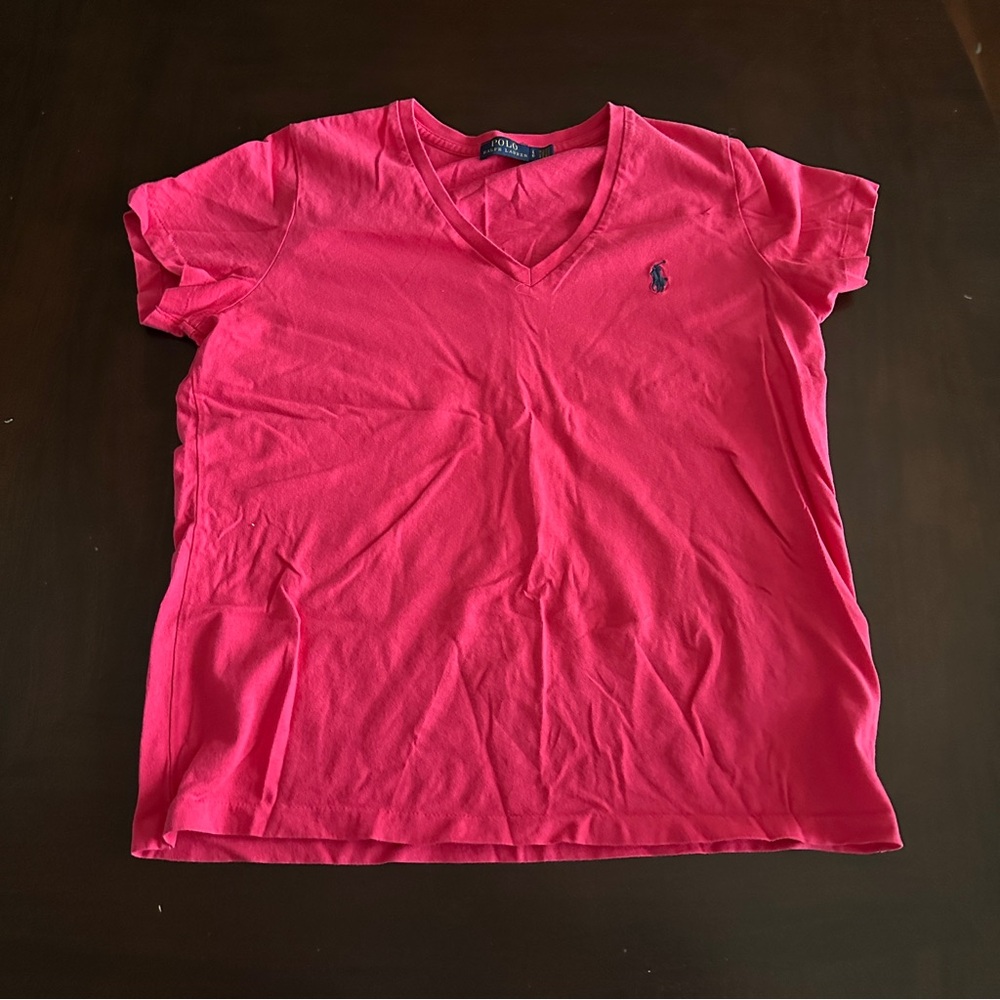 Ralph Lauren Pink V-Neck T-Shirt size large